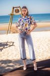 Blusa Estampada , Calças de Ganga